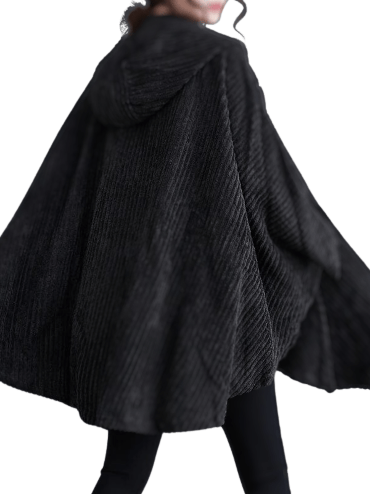 Poncho Cape Femme Noir / Taille Unique / Velours