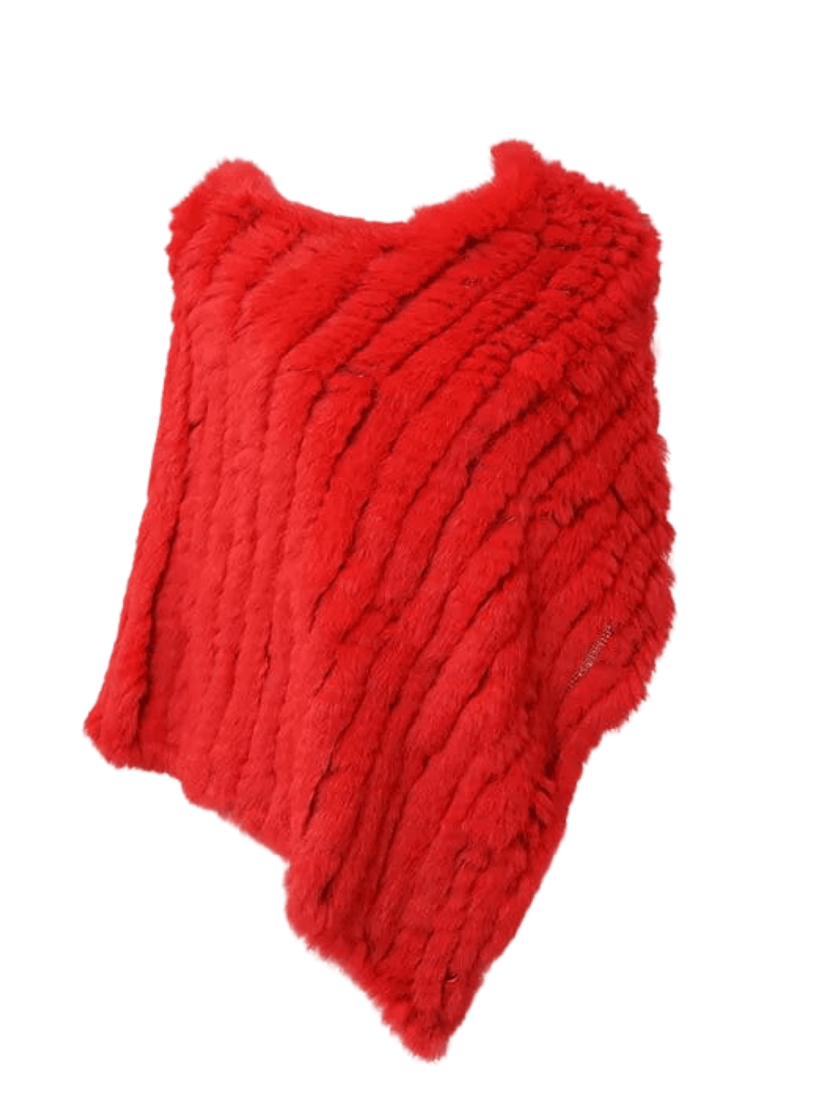  Poncho Chic Femme en Fourrure  Rouge / Taille Unique / 100% Fourrure de Lapin