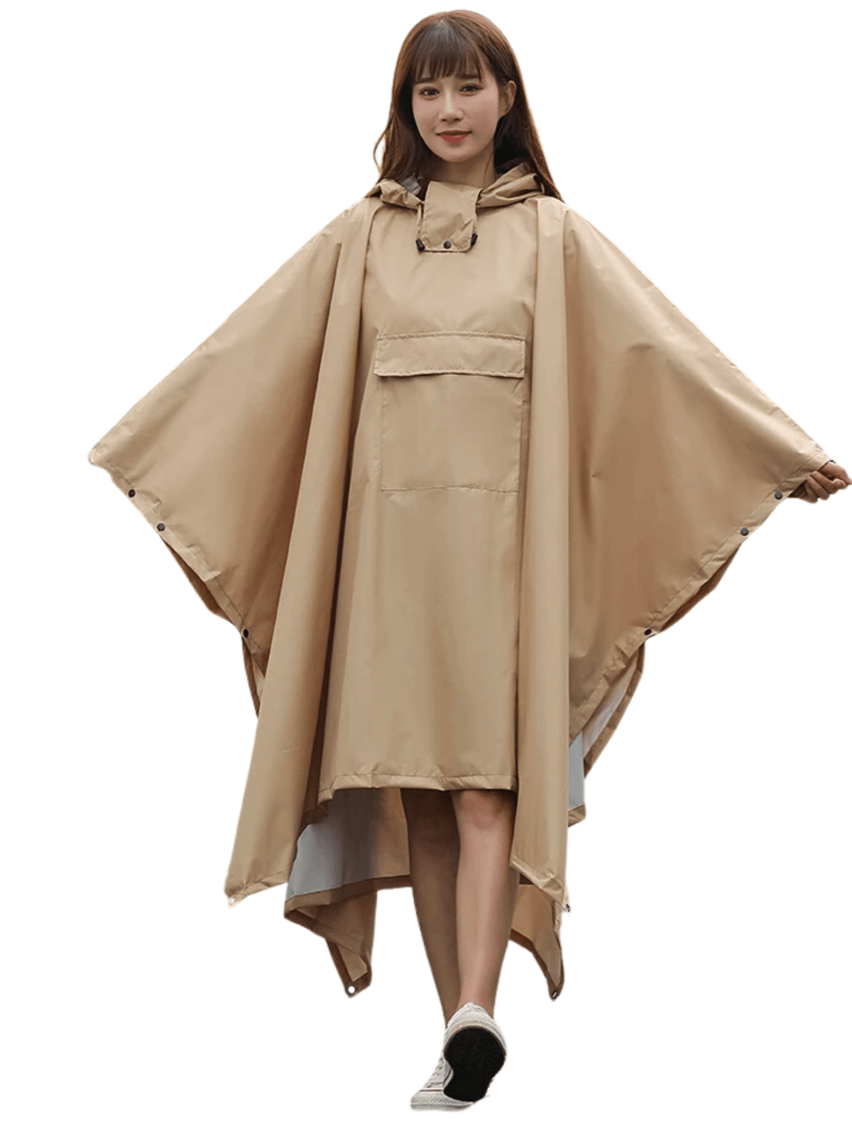 Poncho Pluie Femme Urbain et Élégant  Marron / Une Taille / 100% Polyester Haute Qualité