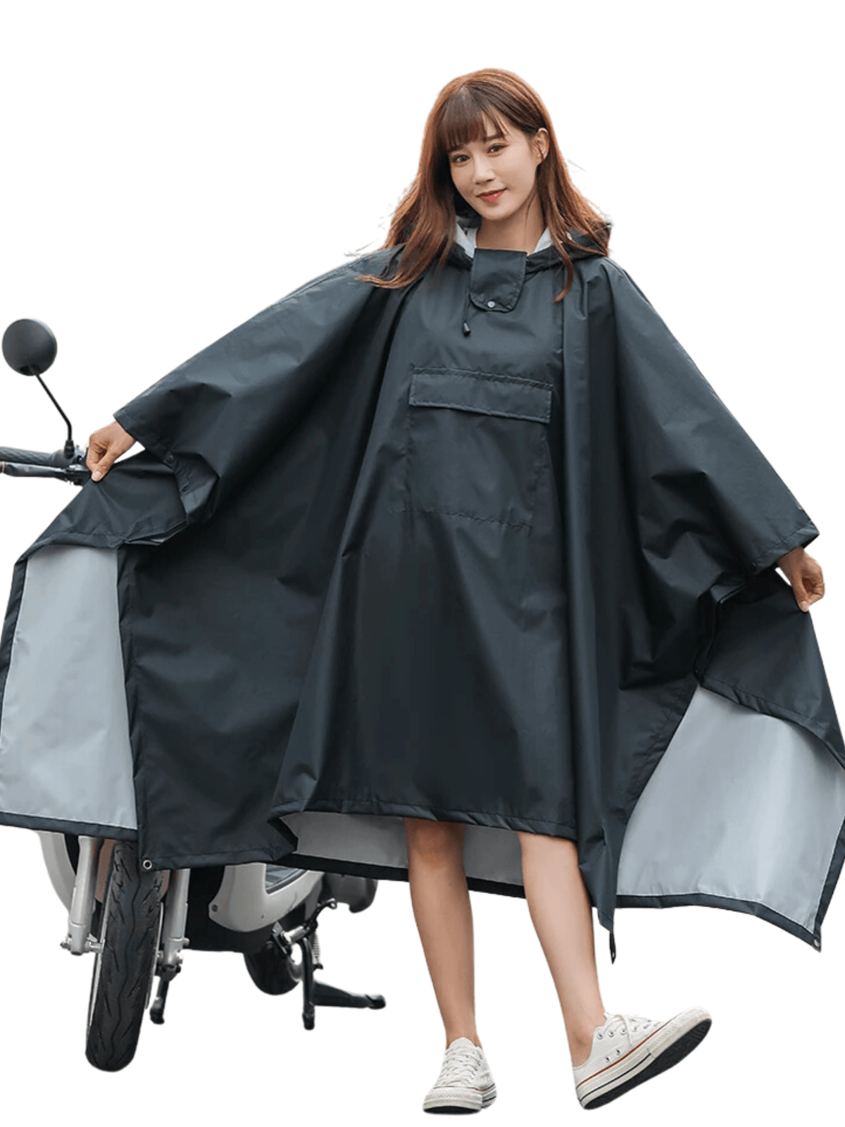 Poncho Pluie Femme Urbain et Élégant  Noir / Une Taille / 100% Polyester Haute Qualité