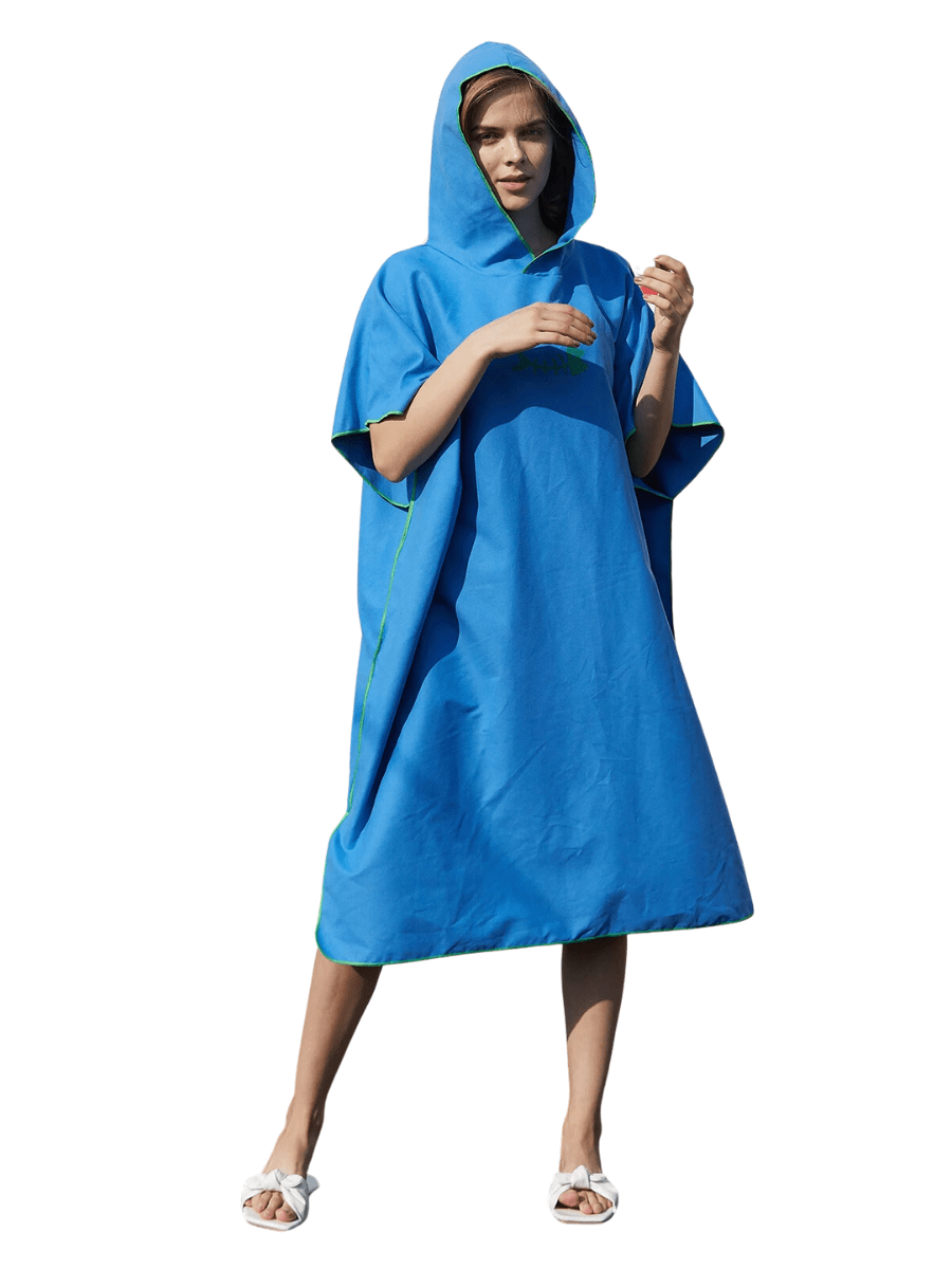 Poncho Surf, Confort & Style pour la Plage 🌊 Bleu Ciel / Largeur 88cm et Longueur 109cm / Microfibre