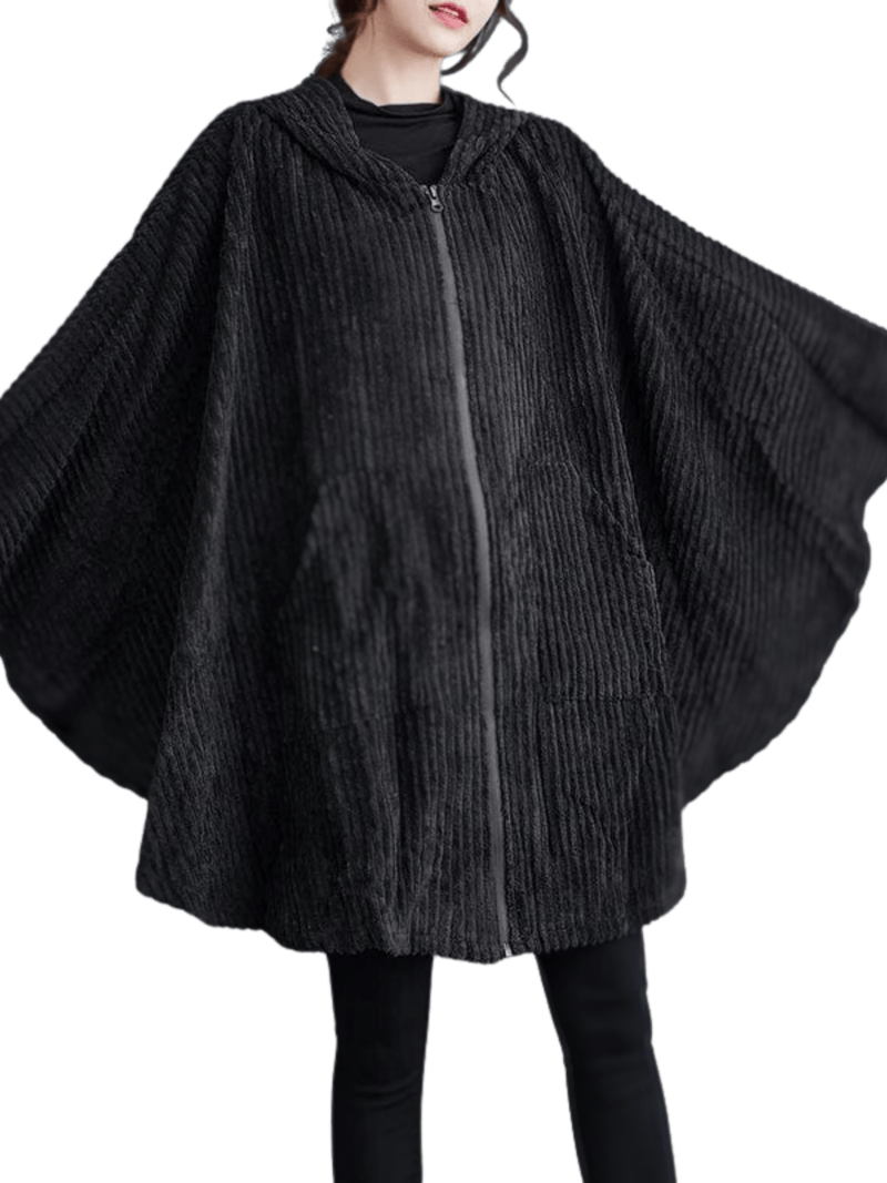 Poncho Cape Femme Noir / Taille Unique / Velours