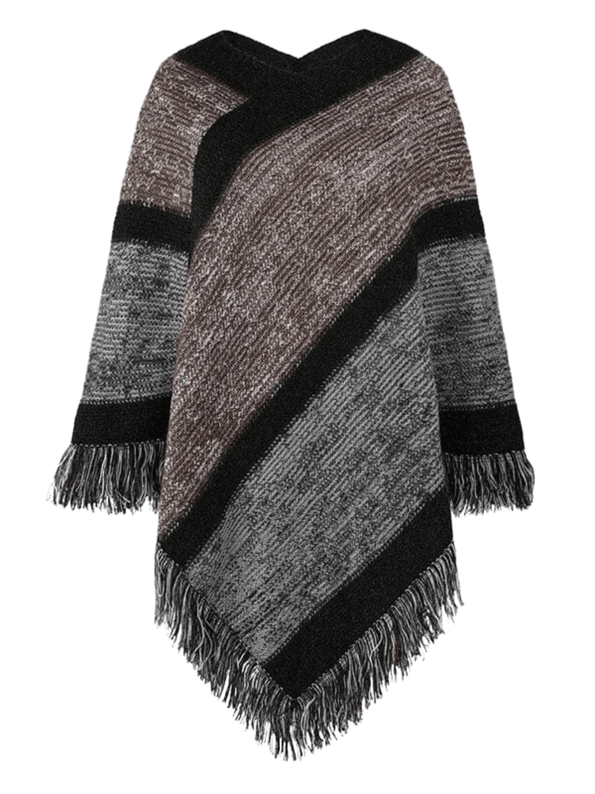 Poncho Femme  'Arc-en-Ciel Chic'  Gris foncé / Taille Unique / Acrylique Doux