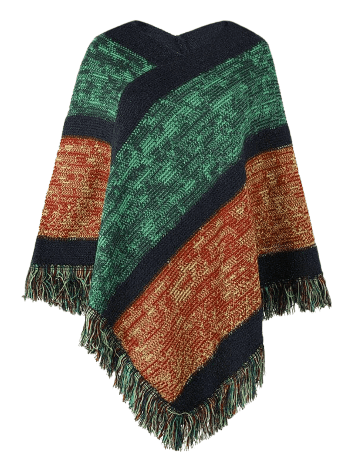 Poncho Femme  'Arc-en-Ciel Chic'  Vert / Taille Unique / Acrylique Doux