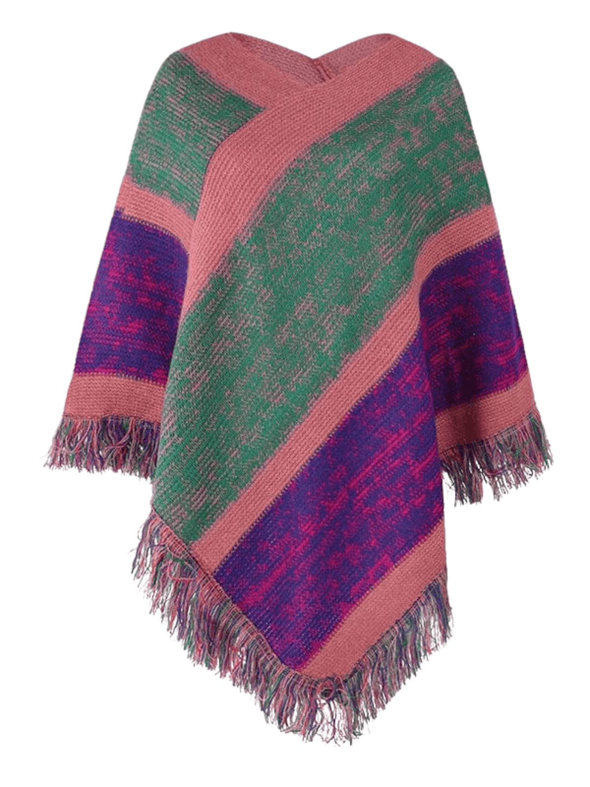 Poncho Femme  'Arc-en-Ciel Chic'  Violet / Taille Unique / Acrylique Doux